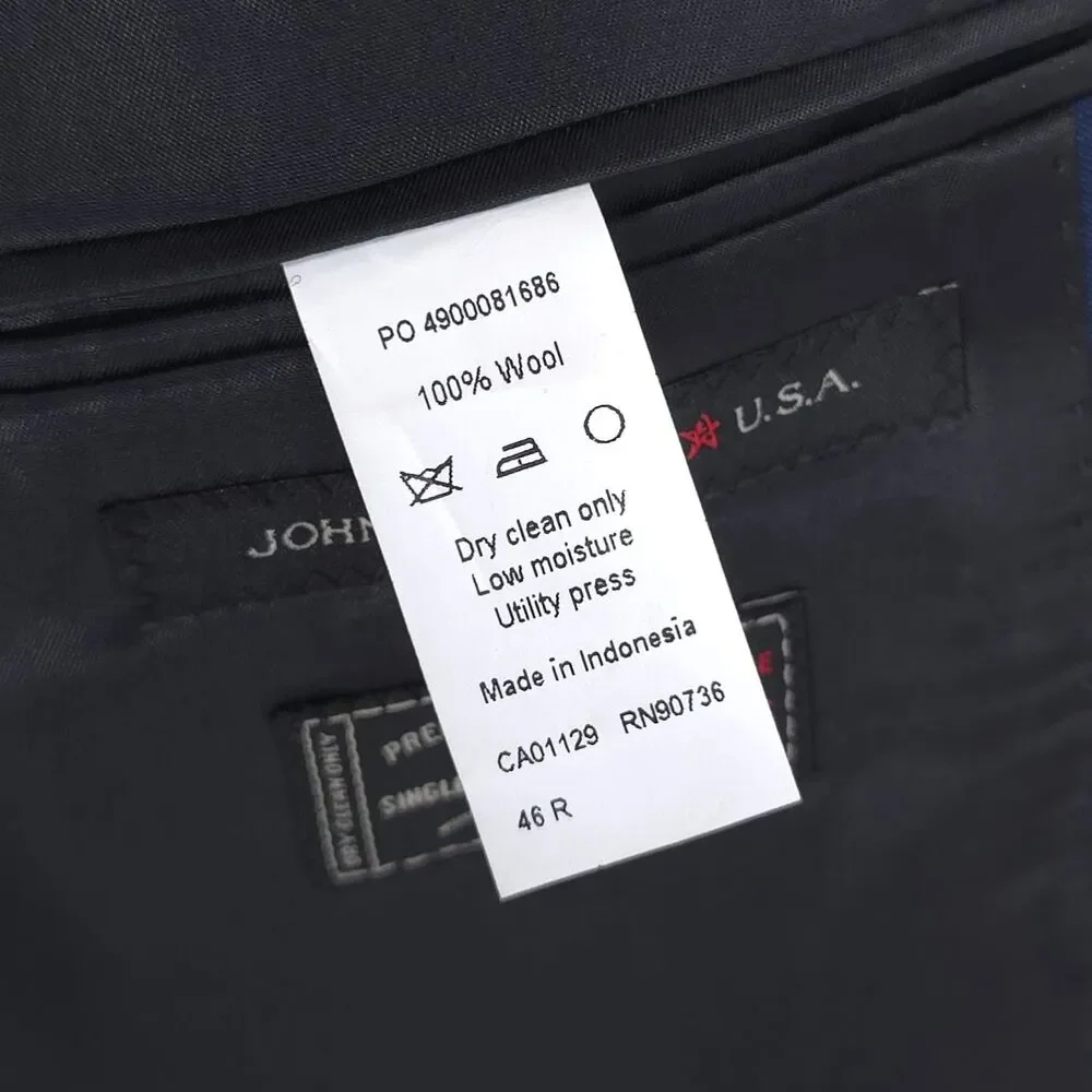 JOHN VARVATOS USA Mens Sport Coat Blazer‎ 42R Blue 100% Wool PREMIUM TAILORED